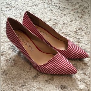 Sole Society Red Gingham Heels - EUC - 7.5